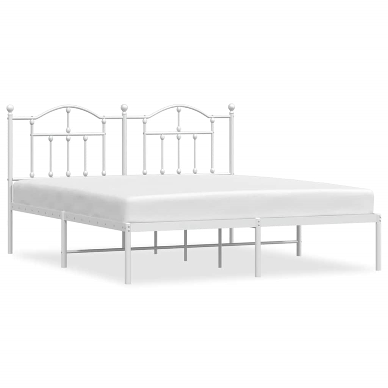 vidaXL Powder-Coated Steel Cal King/Double Bed Frame in White
