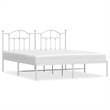 vidaXL Powder-Coated Steel Cal King/Double Bed Frame in White