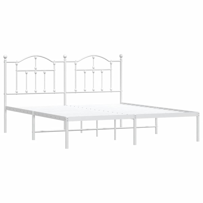 vidaXL Powder-Coated Steel Cal King/Double Bed Frame in White