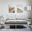 vidaXL Powder-Coated Steel Cal King/Double Bed Frame in White