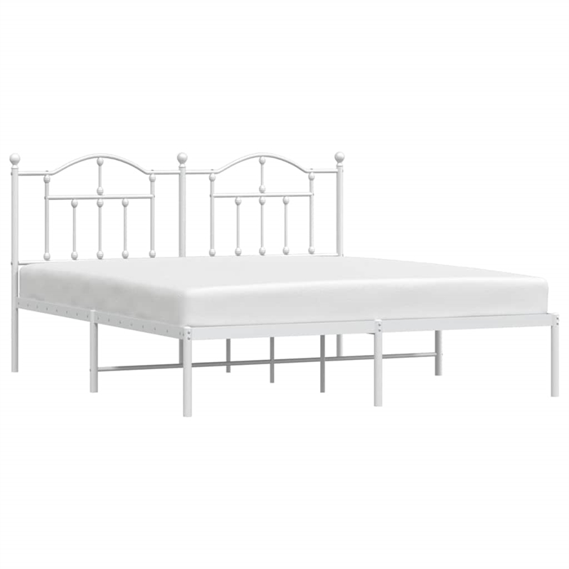 vidaXL Powder-Coated Steel Cal King/Double Bed Frame in White