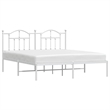 vidaXL Powder-Coated Steel Cal King/Double Bed Frame in White