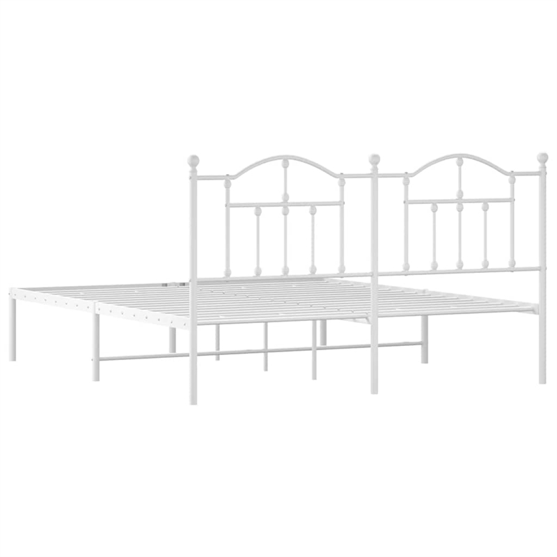 vidaXL Powder-Coated Steel Cal King/Double Bed Frame in White
