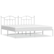 vidaXL Powder-Coated Steel King/Double Bed Frame in White