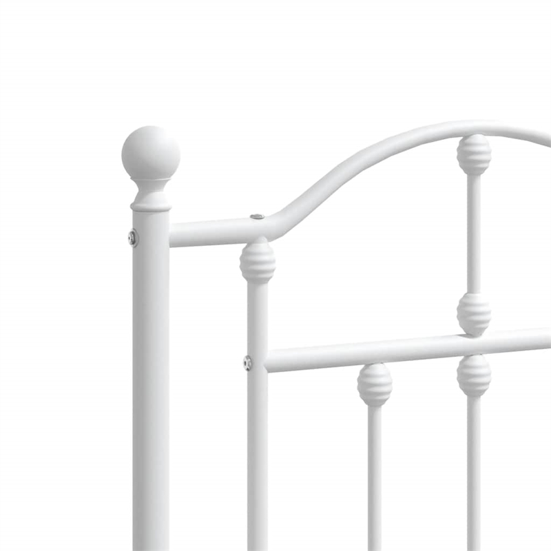 vidaXL Powder-Coated Steel King/Double Bed Frame in White