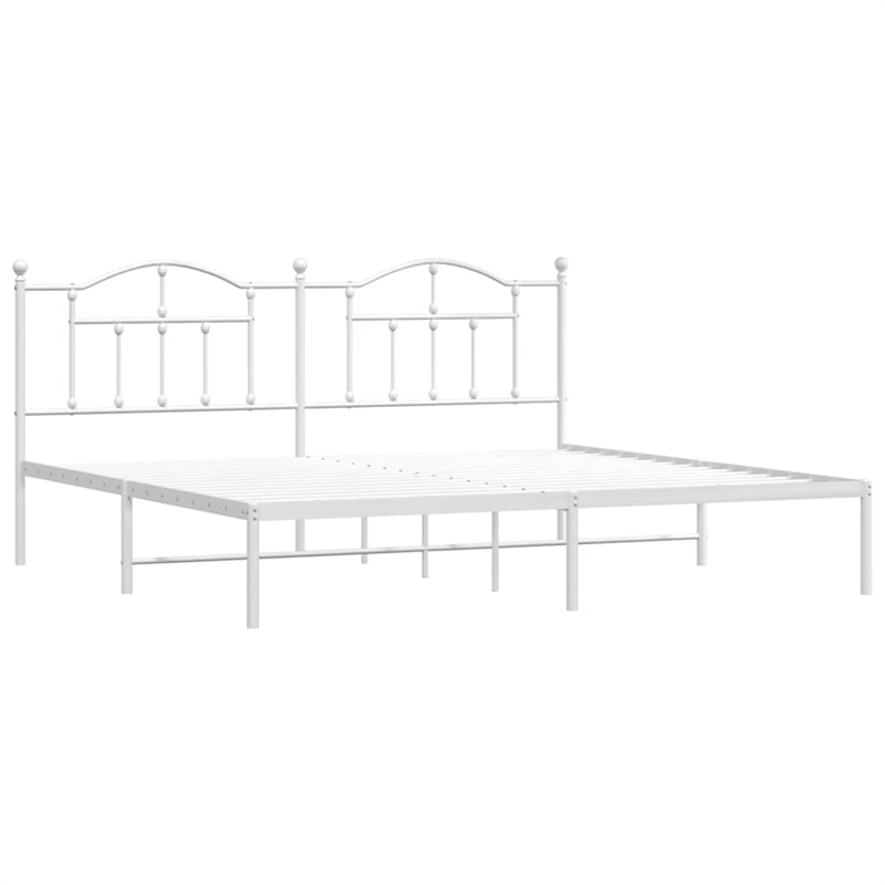 vidaXL Powder-Coated Steel King/Double Bed Frame in White