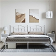 vidaXL Powder-Coated Steel King/Double Bed Frame in White