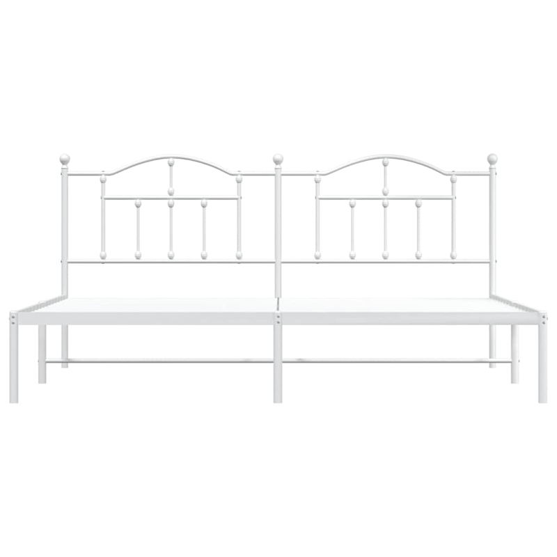 vidaXL Powder-Coated Steel King/Double Bed Frame in White