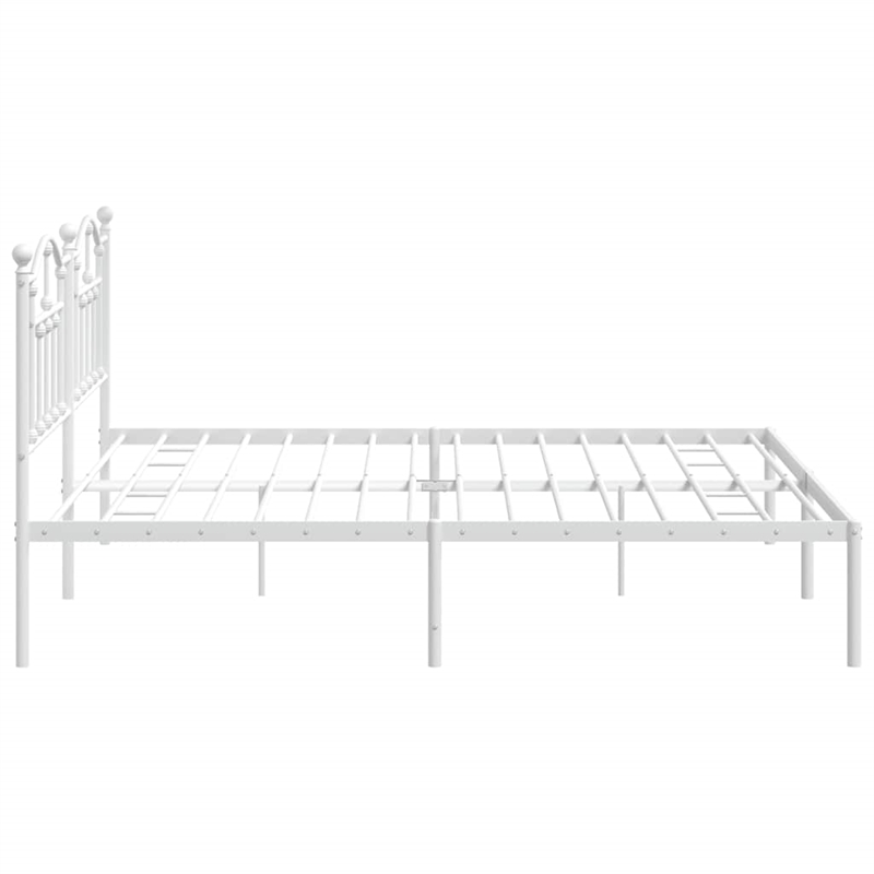 vidaXL Powder-Coated Steel King/Double Bed Frame in White