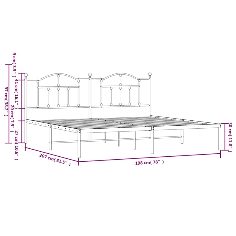 vidaXL Powder-Coated Steel King/Double Bed Frame in White