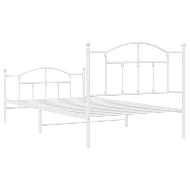 vidaXL 39.4 x 78.7 Powder-Coated Steel in Bed Frame in White