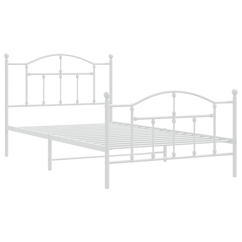 vidaXL 39.4 x 78.7 Powder-Coated Steel in Bed Frame in White