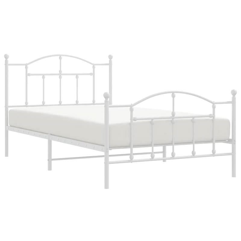 vidaXL 39.4 x 78.7 Powder-Coated Steel in Bed Frame in White