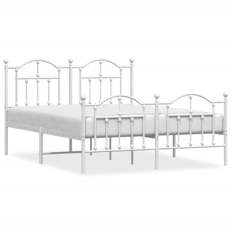 vidaXL Powder-Coated Steel Full/Double Bed Frame in White
