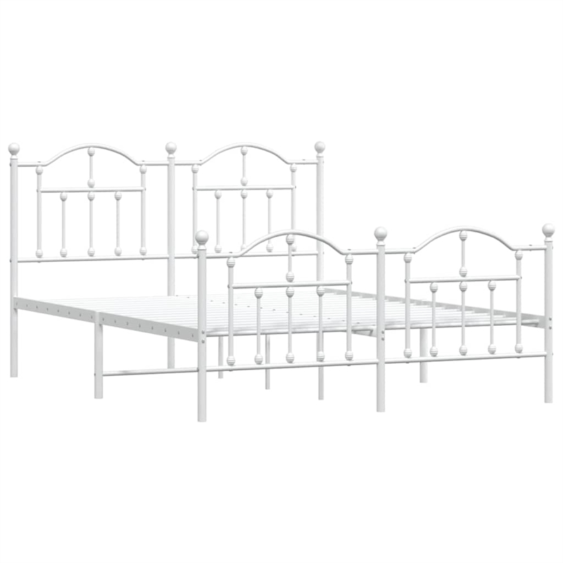 vidaXL Powder-Coated Steel Full/Double Bed Frame in White