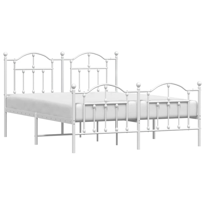 vidaXL Powder-Coated Steel Full/Double Bed Frame in White
