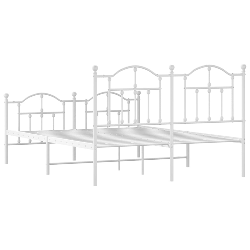vidaXL Powder-Coated Steel Full/Double Bed Frame in White