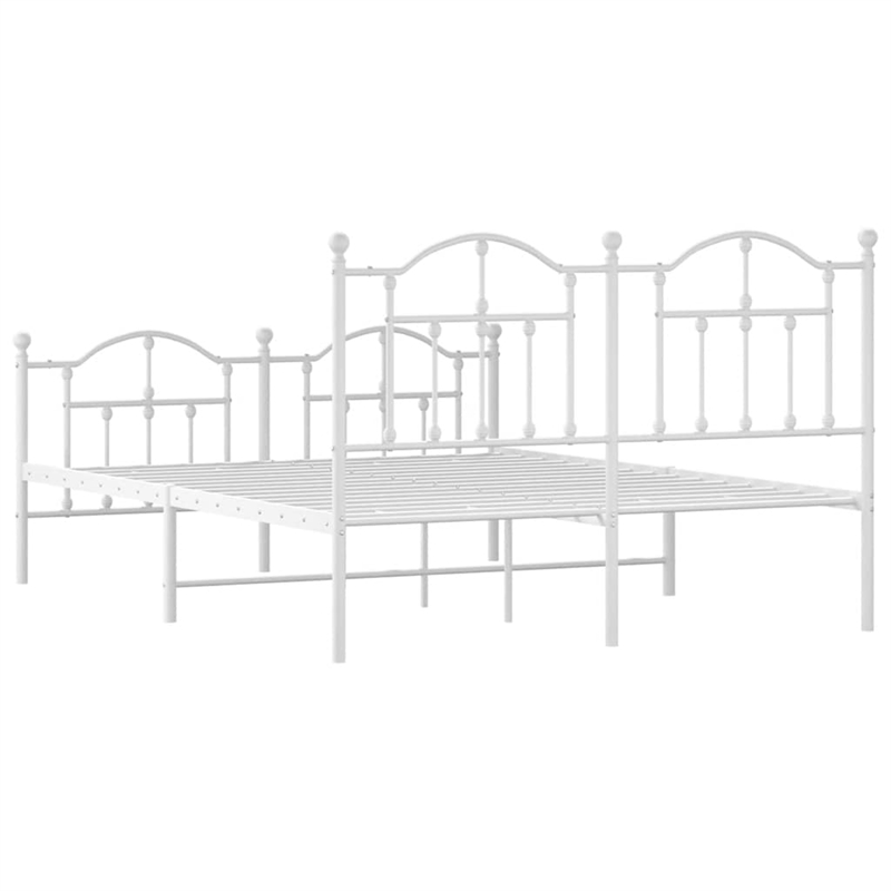 vidaXL Powder-Coated Steel King Size Bed Frame in White
