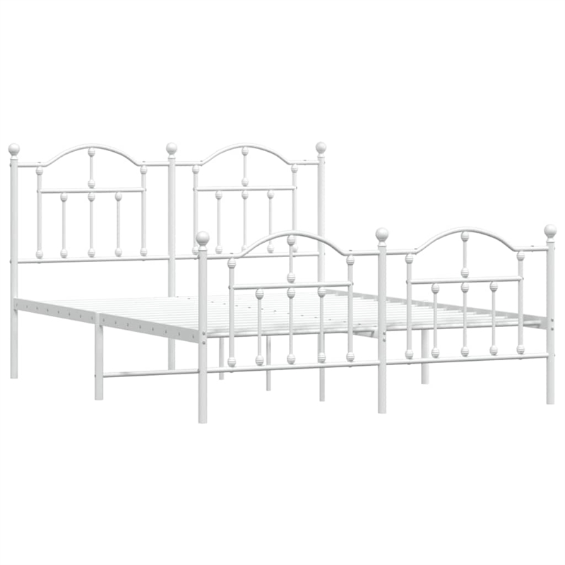 vidaXL Powder-Coated Steel King Size Bed Frame in White