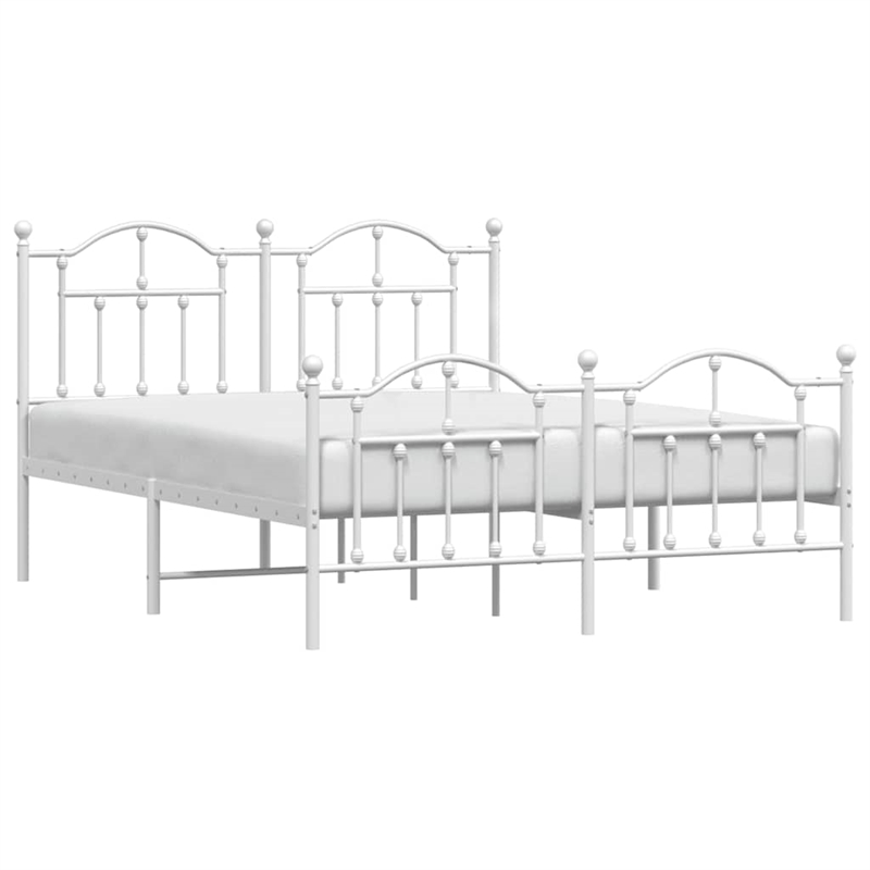vidaXL Powder-Coated Steel King Size Bed Frame in White