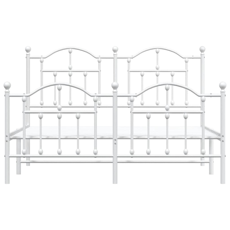 vidaXL Powder-Coated Steel King Size Bed Frame in White