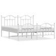 vidaXL Powder-Coated Steel Cal King/Double Bed Frame in White