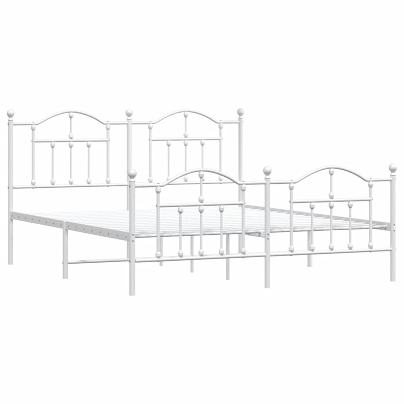 vidaXL Powder-Coated Steel Cal King/Double Bed Frame in White