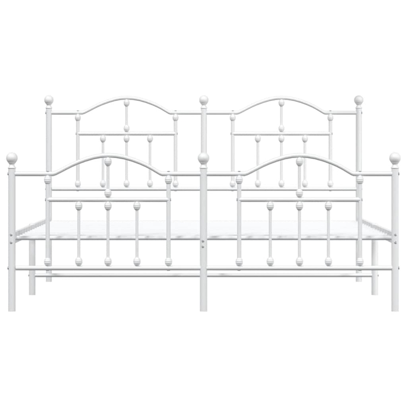 vidaXL Powder-Coated Steel Cal King/Double Bed Frame in White