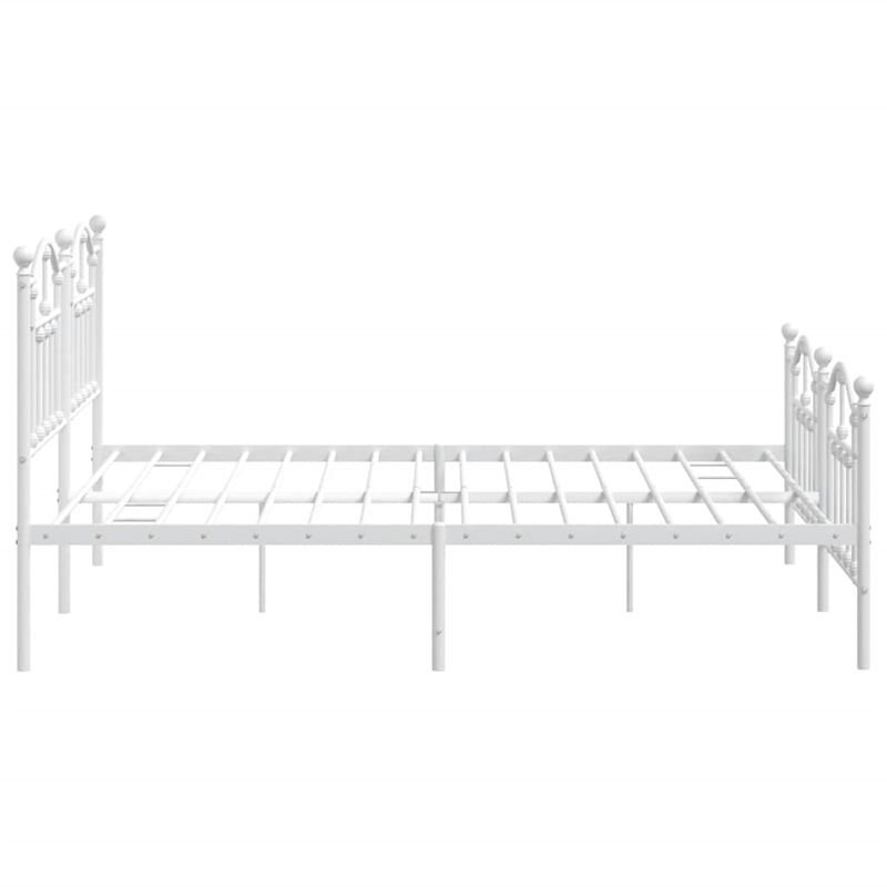 vidaXL Powder-Coated Steel Cal King/Double Bed Frame in White