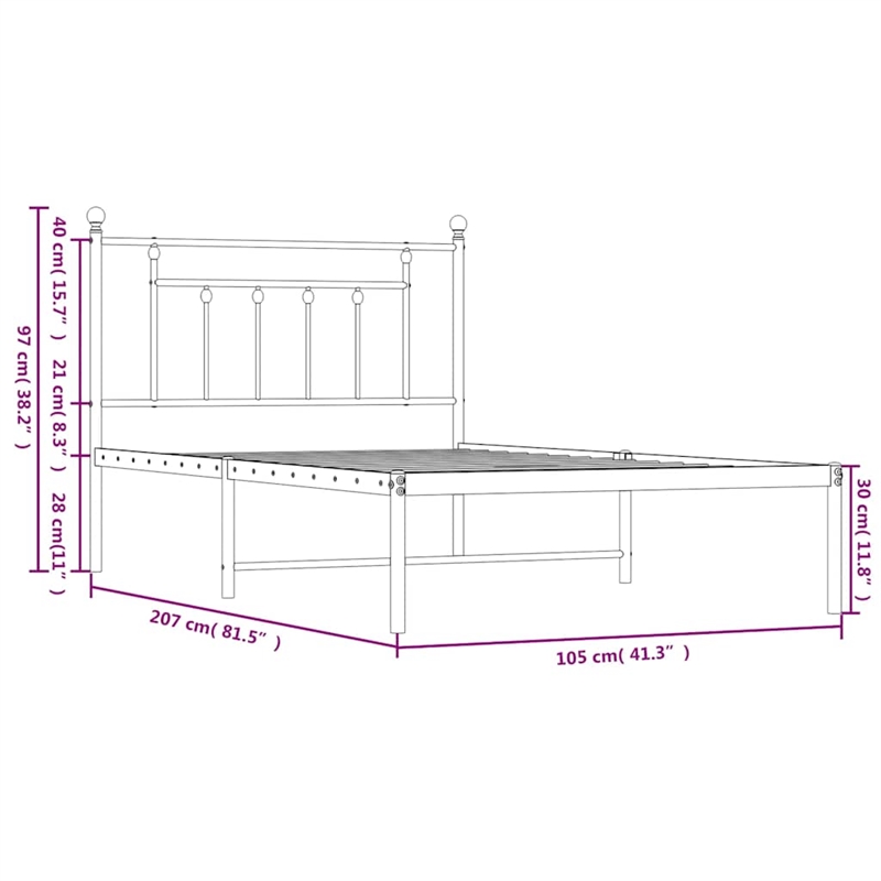 vidaXL Engineered wood Twin Bed Frame in Black