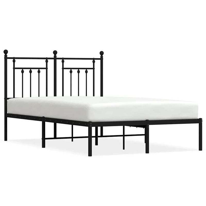 vidaXL 53.1 x 74.8 Powder-Coated Steel Bed Frame in Black