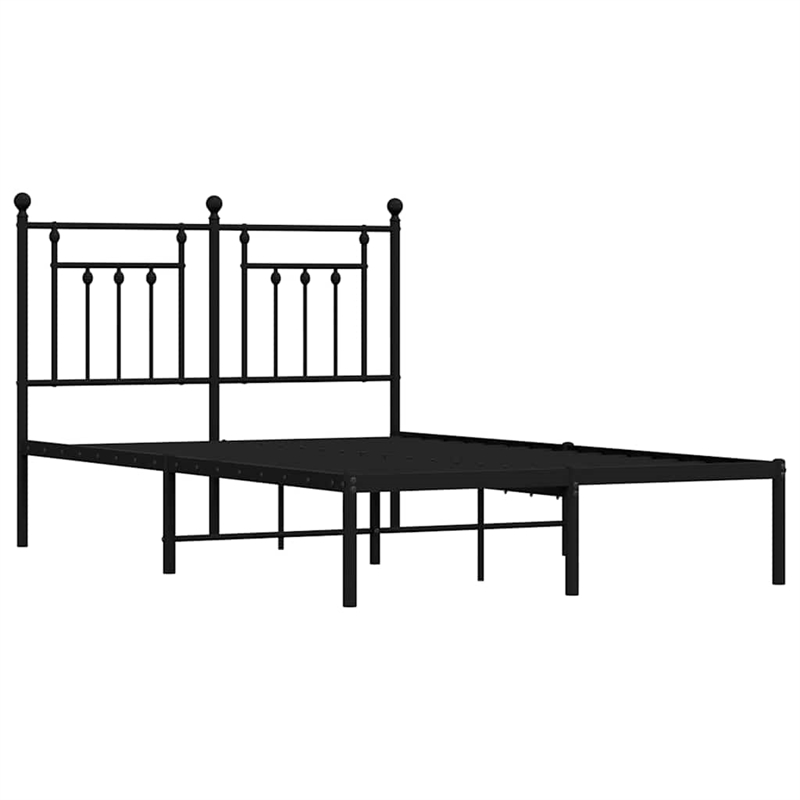 vidaXL 53.1 x 74.8 Powder-Coated Steel Bed Frame in Black