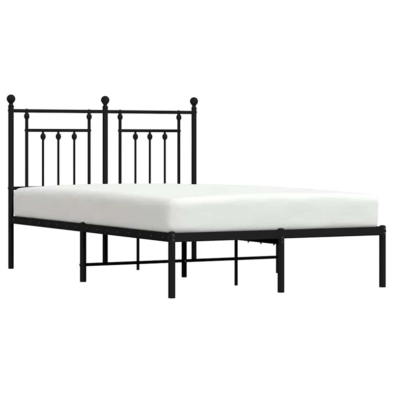 vidaXL 53.1 x 74.8 Powder-Coated Steel Bed Frame in Black