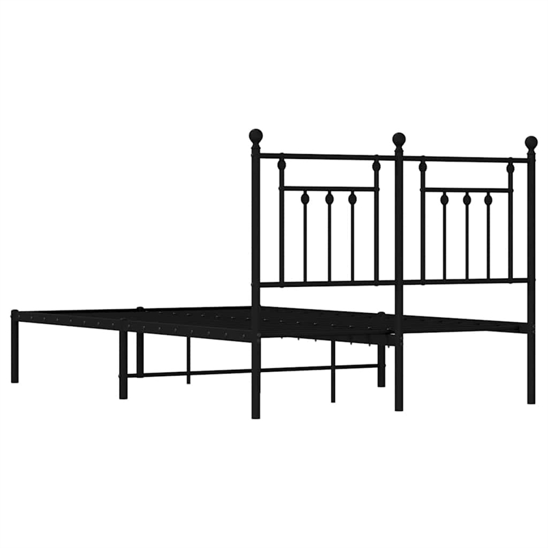 vidaXL 53.1 x 74.8 Powder-Coated Steel Bed Frame in Black