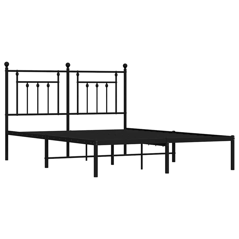 vidaXL Rectangular Powder-Coated Steel King Bed Frame in Black