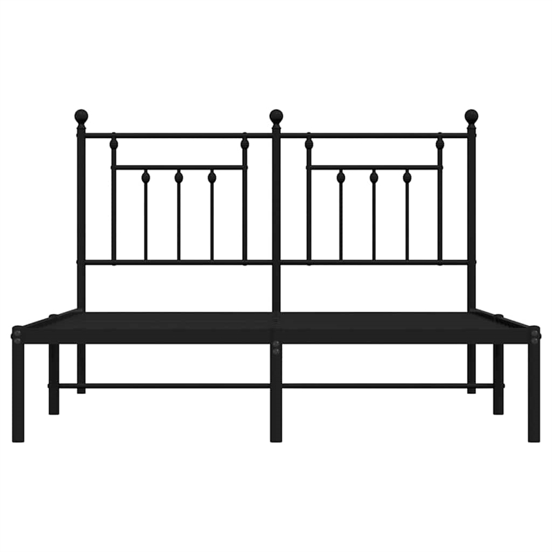 vidaXL Rectangular Powder-Coated Steel King Bed Frame in Black
