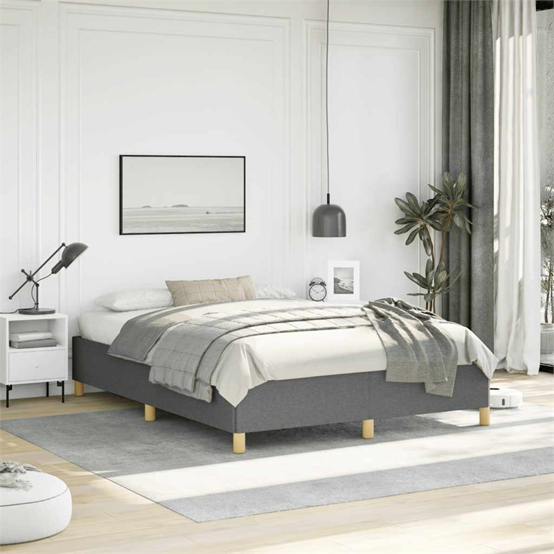 vidaXL Engineered Wood Bed Queen Frame in Dark Gray