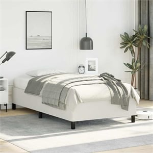 vidaXL Twin Faux Leather Bed Frame in White