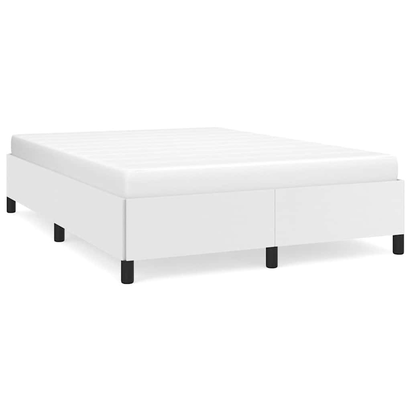 vidaXL Engineered Wood Faux Leather Full Bed Frame in White