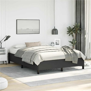 vidaXL Engineered Wood Faux Leather Queen Bed Frame in Black