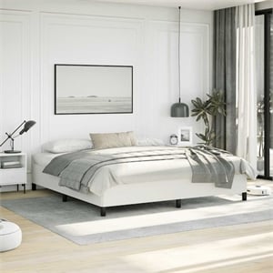 vidaXL King Faux Leather Engineered Wood Bed Frame in White