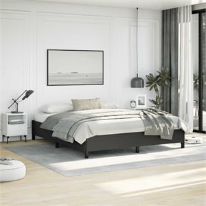 vidaXL Engineered Wood Faux Leather California King Bed Frame in Black