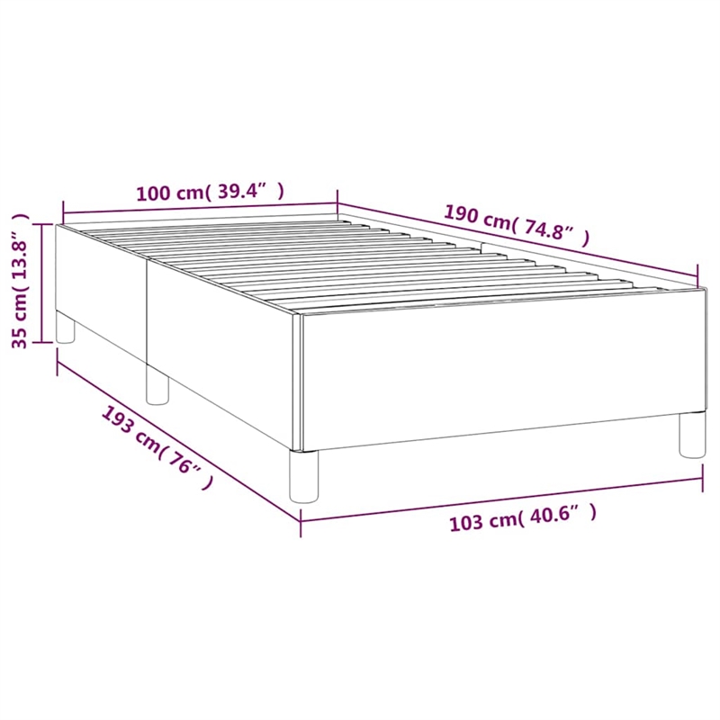vidaXL Engineered Wood Velvet Twin Bed Frame in Dark Gray