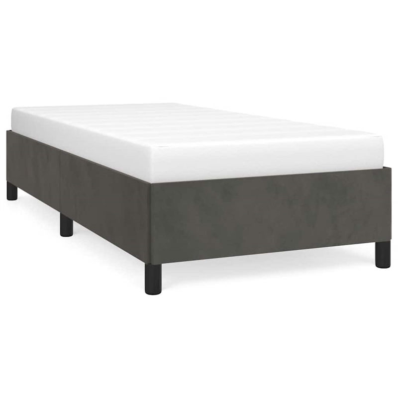 vidaXL Engineered Wood Velvet Twin Bed Frame in Dark Gray