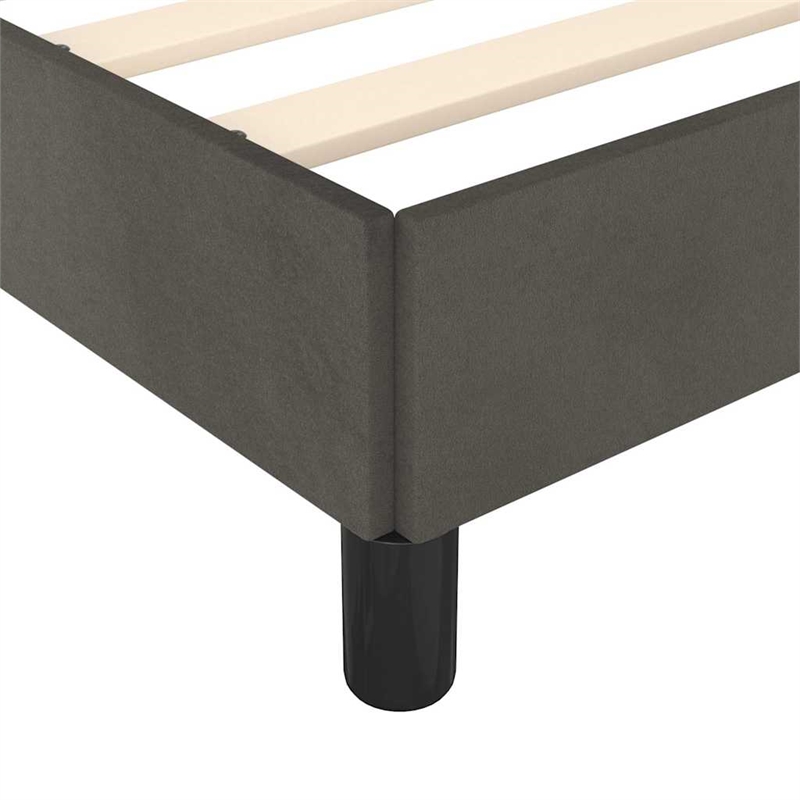 vidaXL Engineered Wood Velvet Twin Bed Frame in Dark Gray