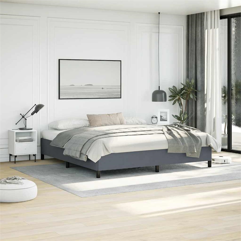 vidaXL Modren King Bed Frame in Dark Gray