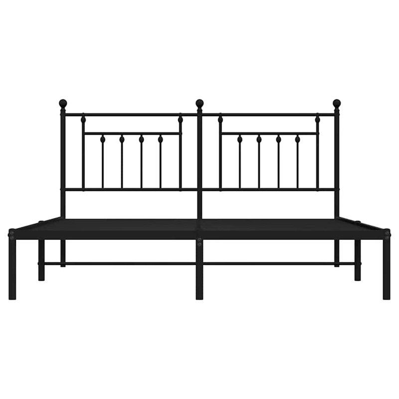 vidaXL Rectangular Powder-Coated Steel Full Bed Frame in Black