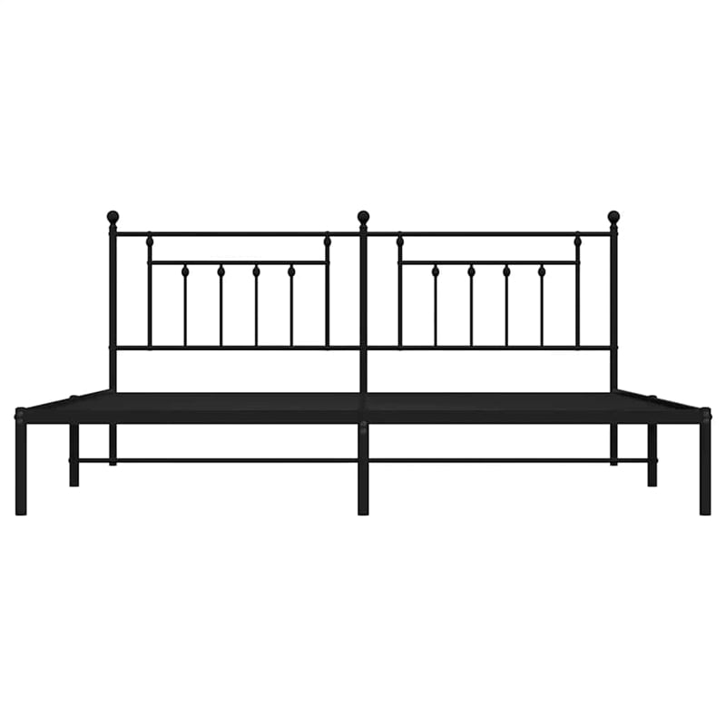 vidaXL Powder-Coated Steel King/Double Bed Frame in Black