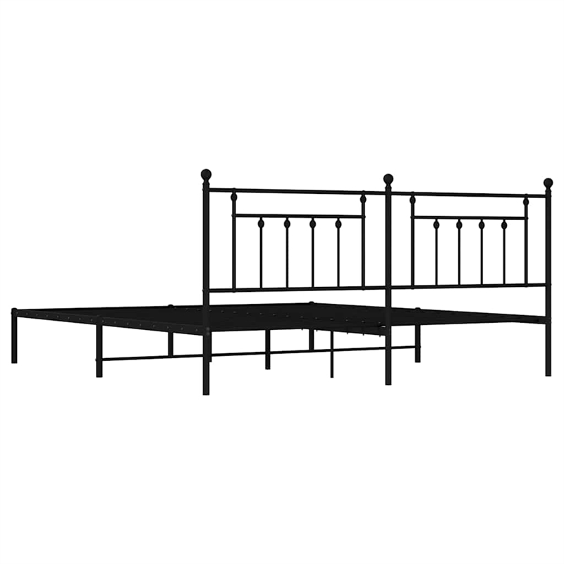 vidaXL Powder-Coated Steel King/Double Bed Frame in Black
