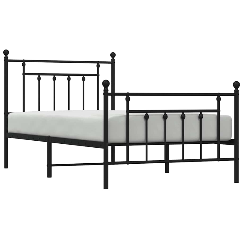 vidaXL Powder-Coated Steel Twin Bed Frame in Black